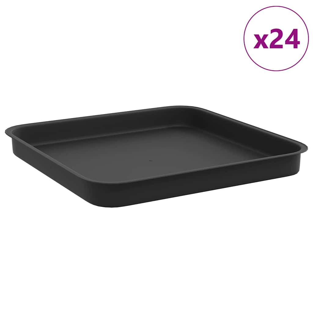 Vassoio Quadrato per Fiori 24 pcs Nero 25,5 x 25,5 x 2,5 cm
