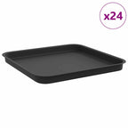 Vassoio Quadrato per Fiori 24 pcs Nero 32 x 32 x 2,5 cm