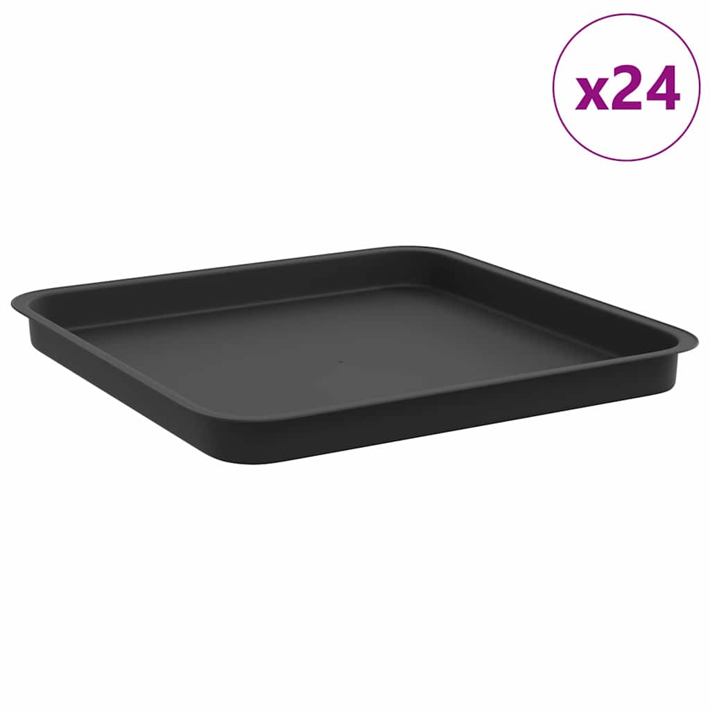 Vassoio Quadrato per Fiori 24 pcs Nero 36 x 36 x 2.5 cm