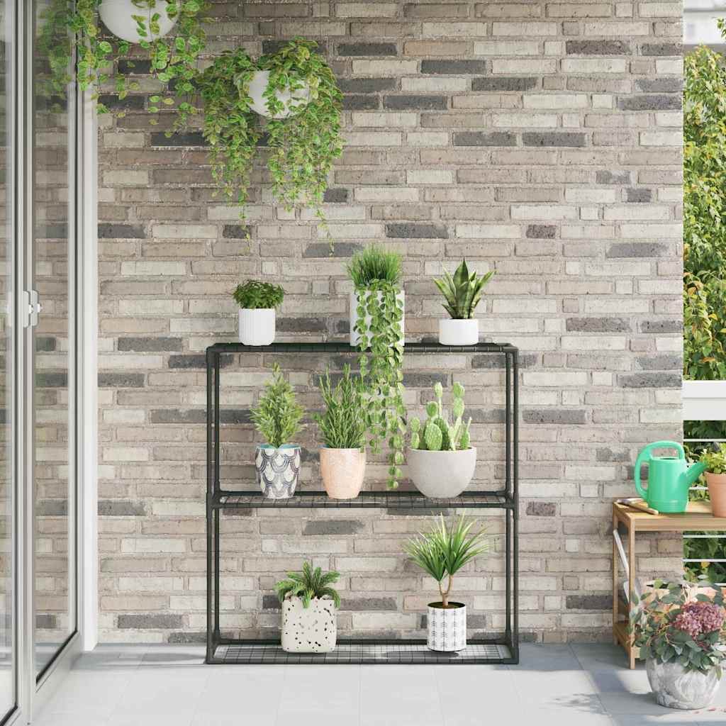 Supporto per piante a 3 livelli Nero 100 x 32 x 102 cm Acciaio