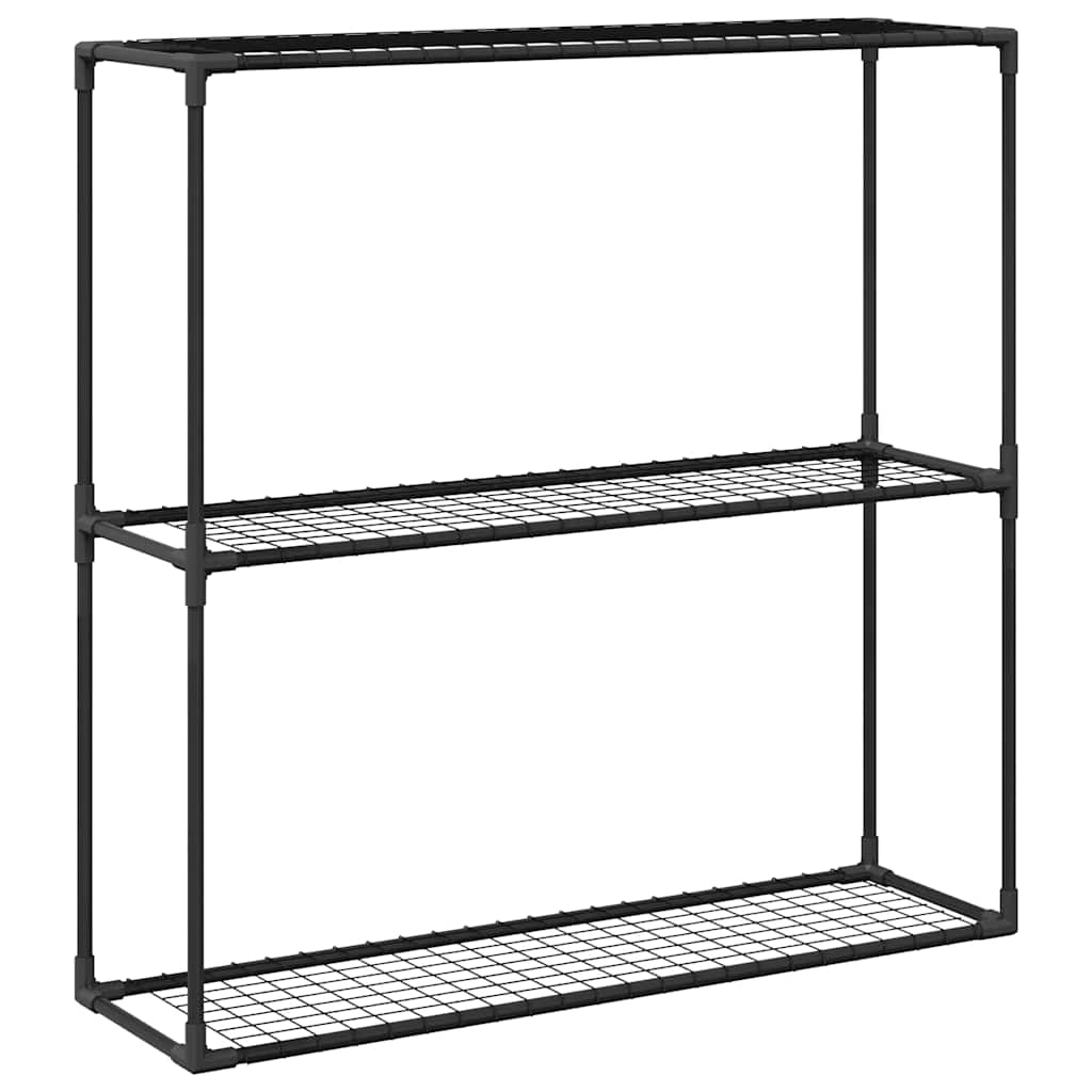 Supporto per piante a 3 livelli Nero 100 x 32 x 102 cm Acciaio