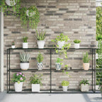 Supporto per piante a 3 livelli Nero 400 x 32 x 104 cm Acciaio
