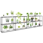Supporto per piante a 3 livelli Nero 400 x 32 x 104 cm Acciaio