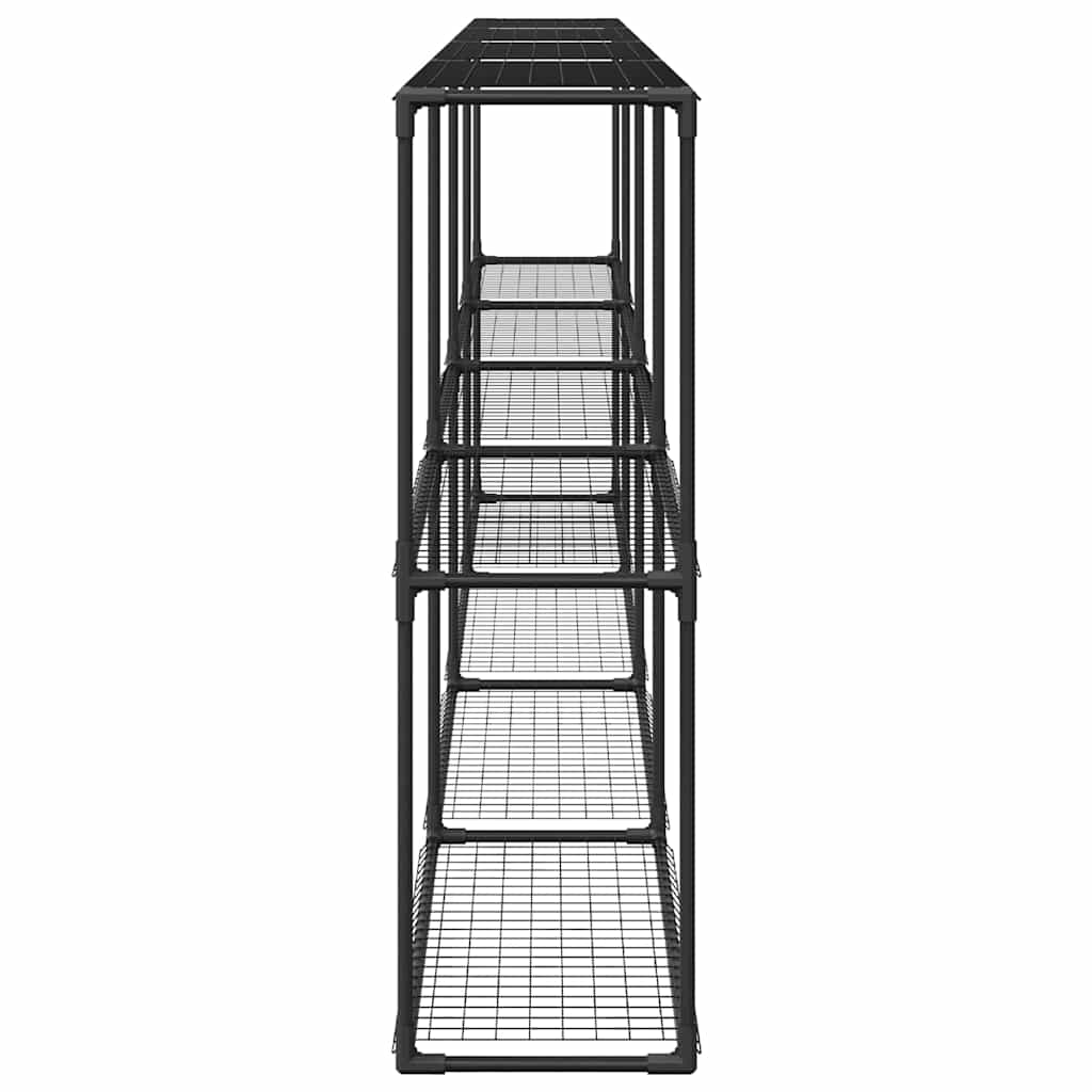 Supporto per piante a 3 livelli Nero 400 x 32 x 104 cm Acciaio