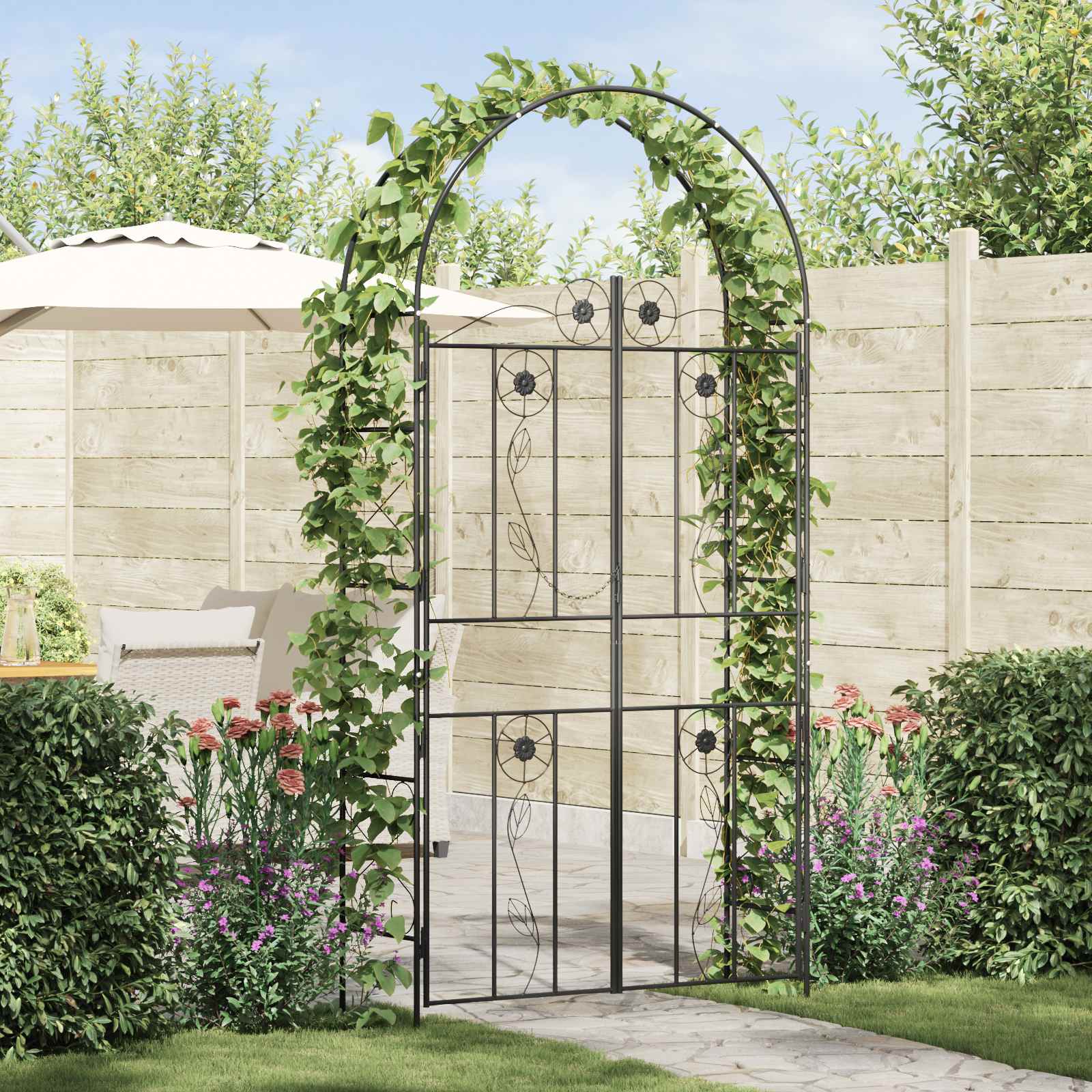 Arco da Giardino Tinta unita Nero 115 x 37 x 226 cm