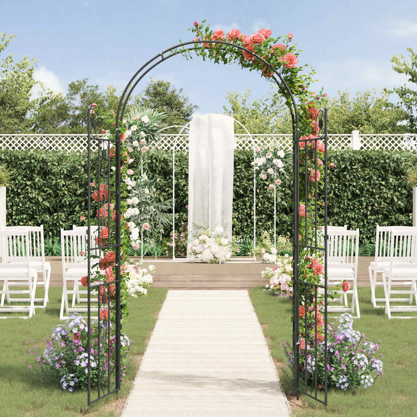 Arco da Giardino Tinta unita Nero 115 x 37 x 226 cm