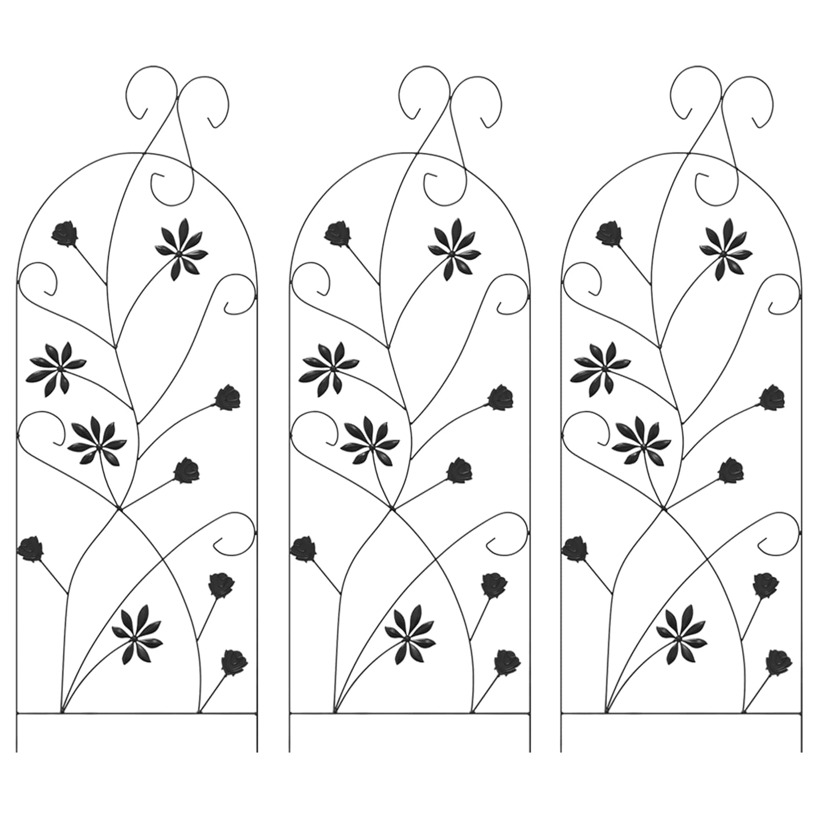 Recinzione per Giardino 3 pcs Nero 112 x 39,5 cm Acciaio