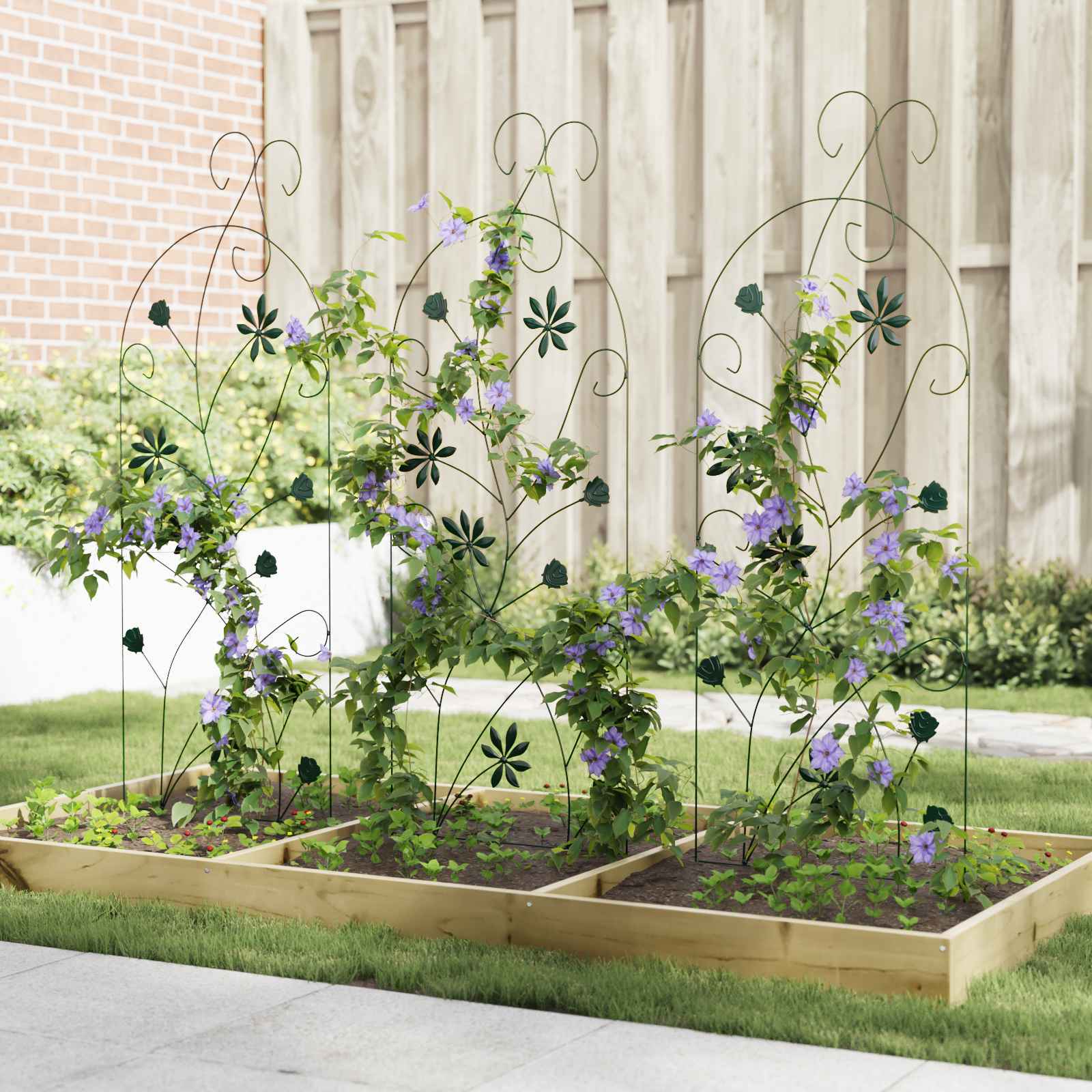 Recinzione per Giardino 3 pcs Verde 112 x 39,5 cm Acciaio