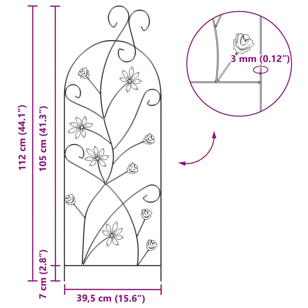 Recinzione per Giardino 3 pcs Verde 112 x 39,5 cm Acciaio