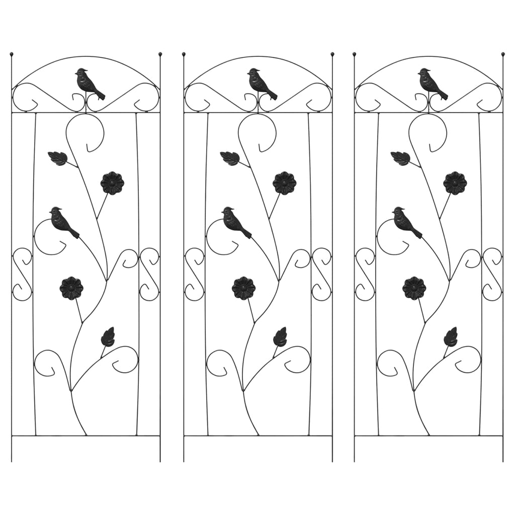 Recinzione per Giardino 3 pcs Nero 110 x 40 cm Acciaio