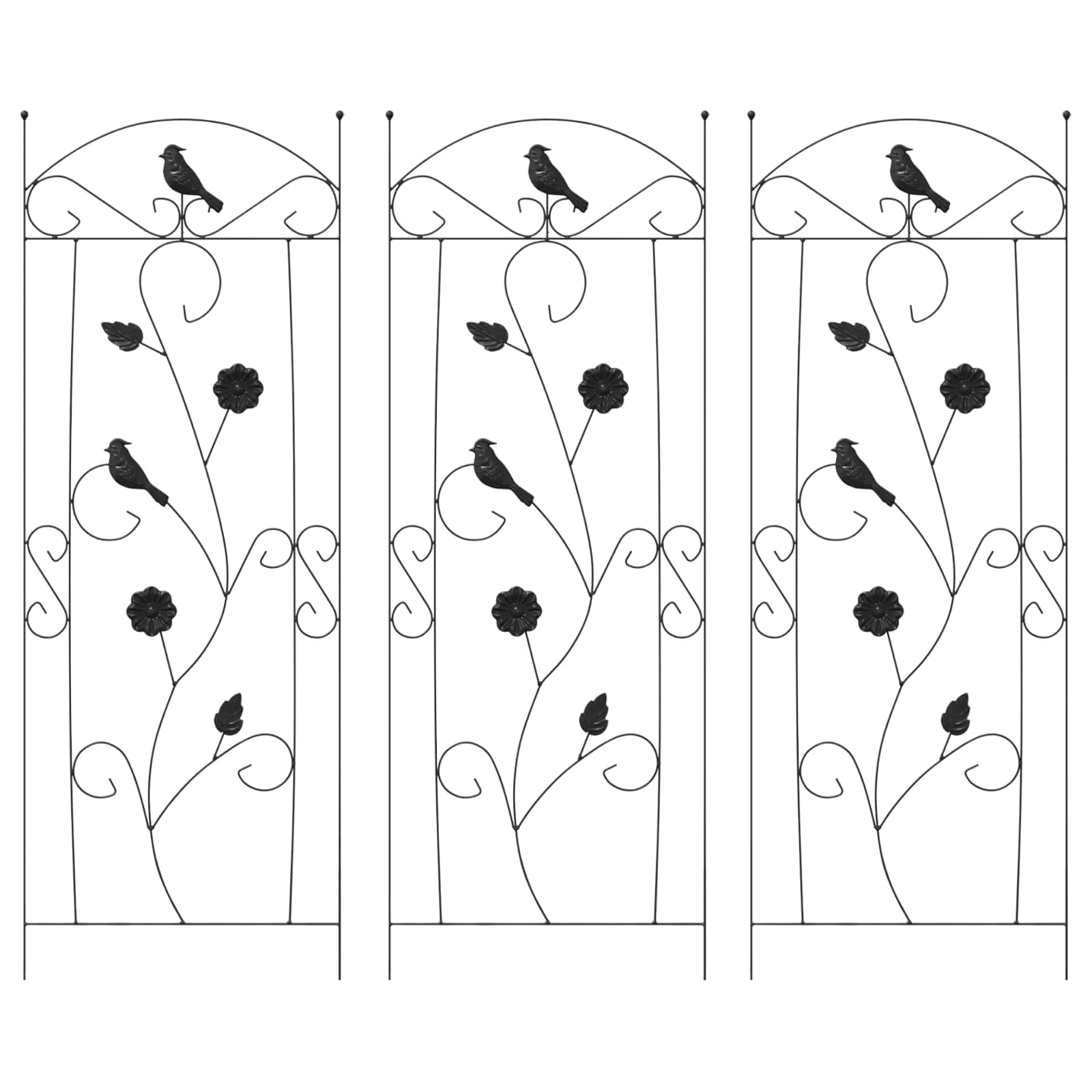 Recinzione per Giardino 3 pcs Nero 110 x 40 cm Acciaio