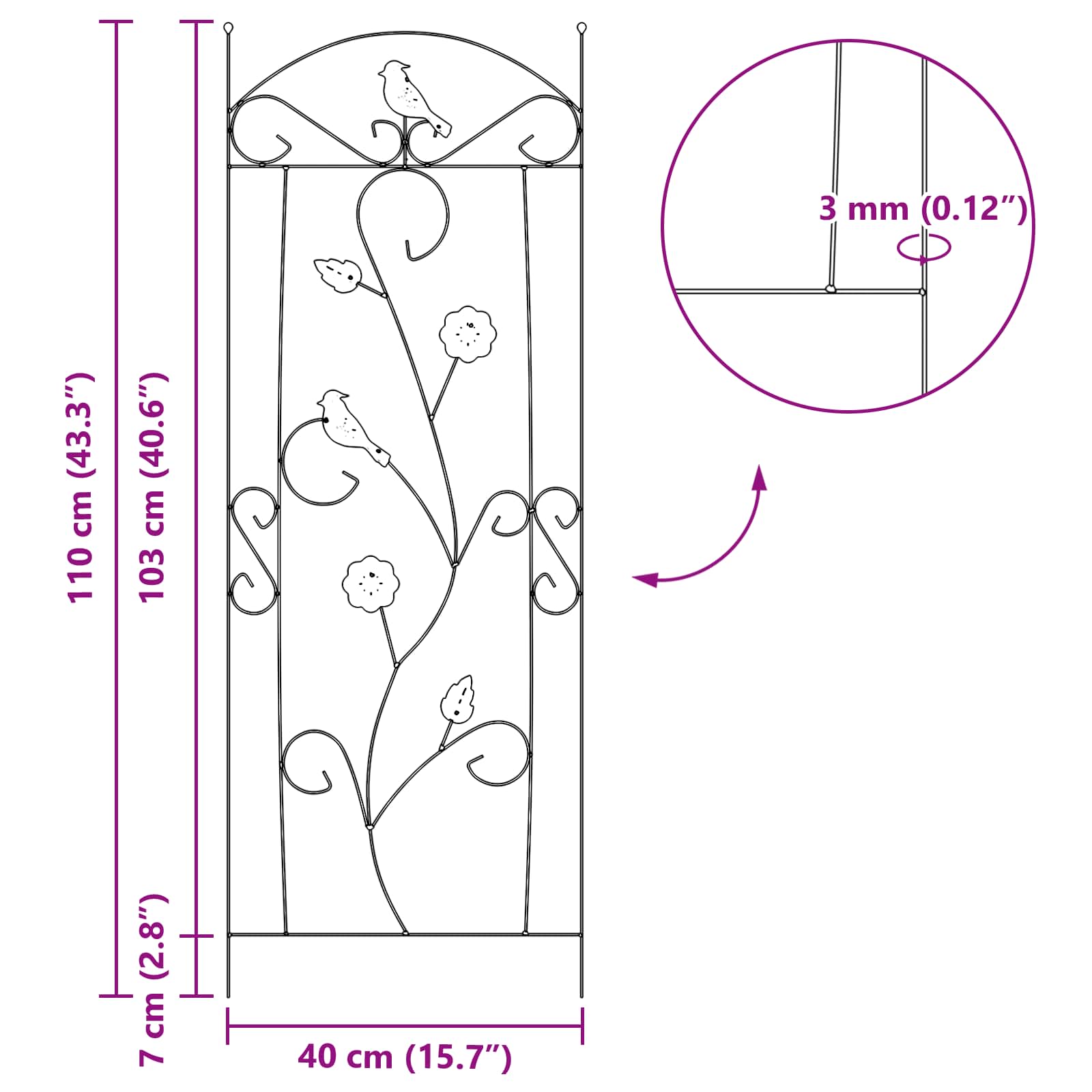 Recinzione per Giardino 3 pcs Verde 110 x 40 cm Acciaio