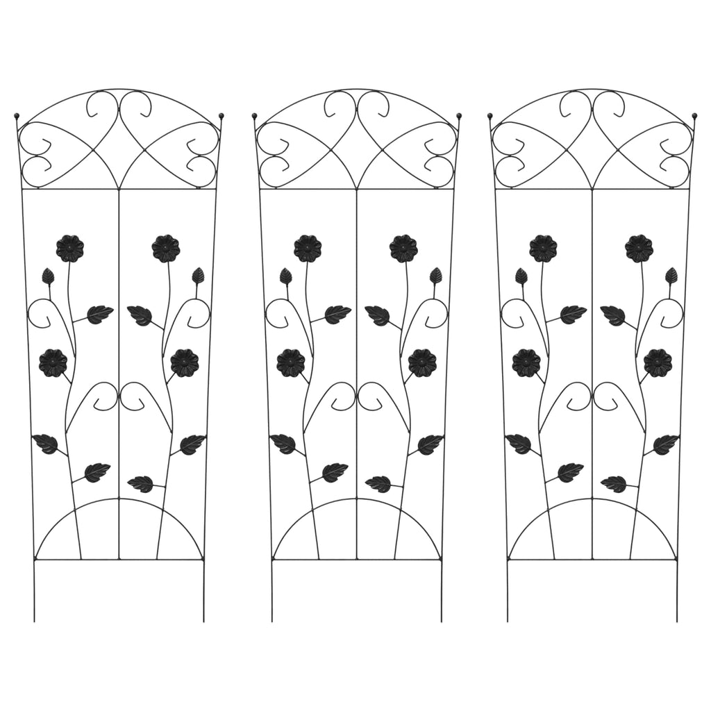 Recinzione per Giardino 3 pcs Nero 110,5 x 42,5 cm Acciaio