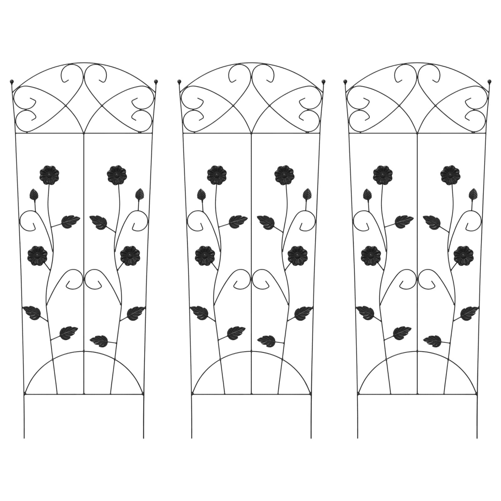 Recinzione per Giardino 3 pcs Nero 110,5 x 42,5 cm Acciaio