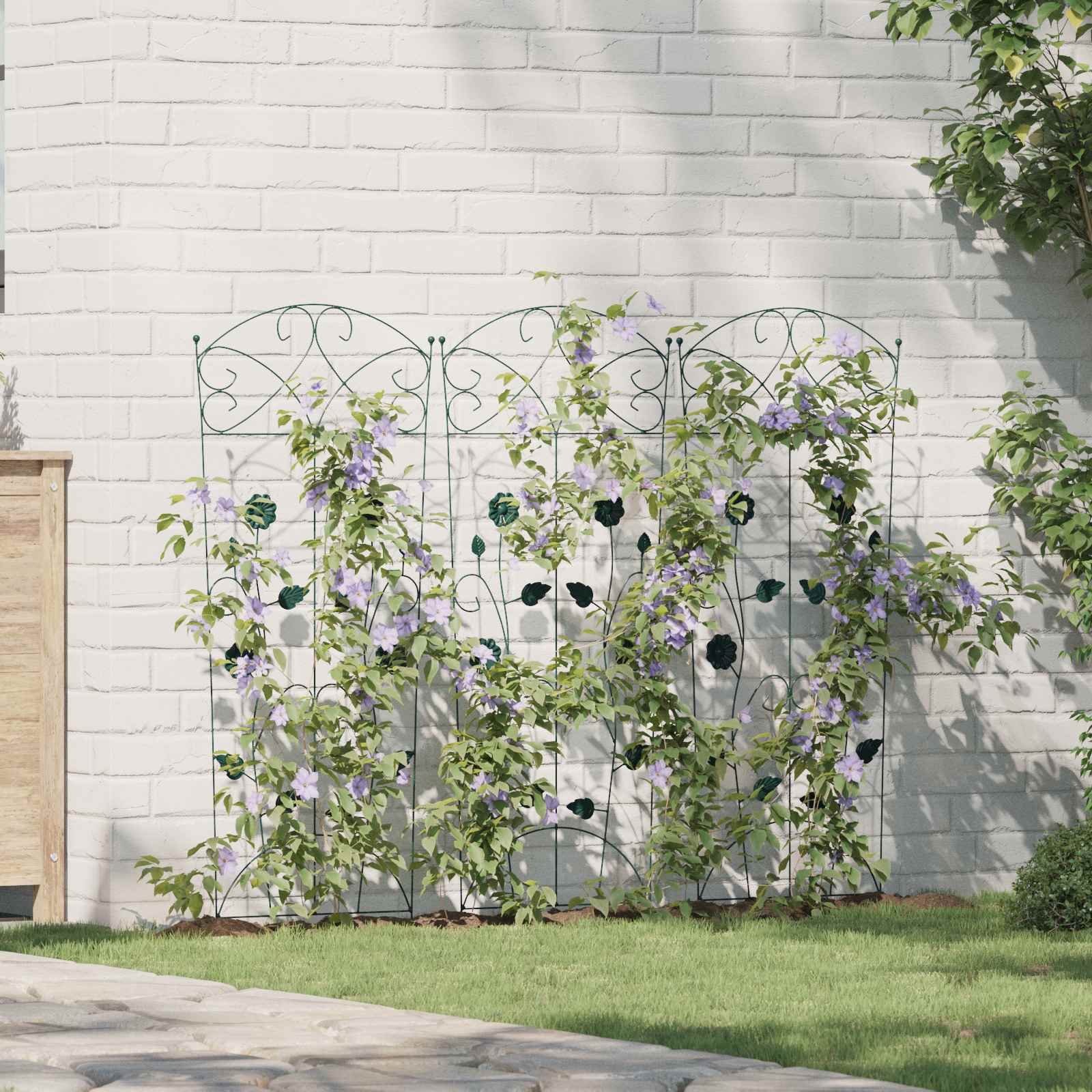 Recinzione per Giardino 3 pcs Verde 110,5 x 42,5 cm Acciaio
