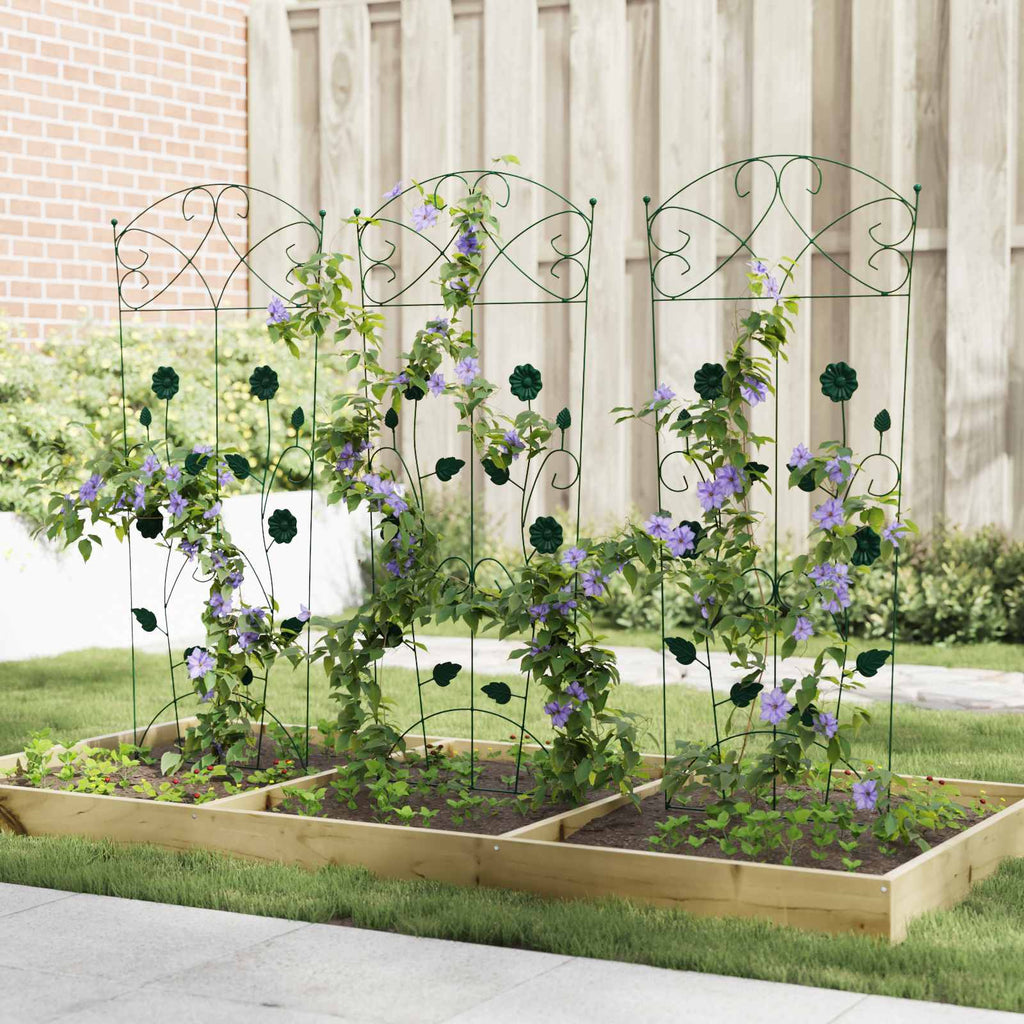 Recinzione per Giardino 3 pcs Verde 110,5 x 42,5 cm Acciaio