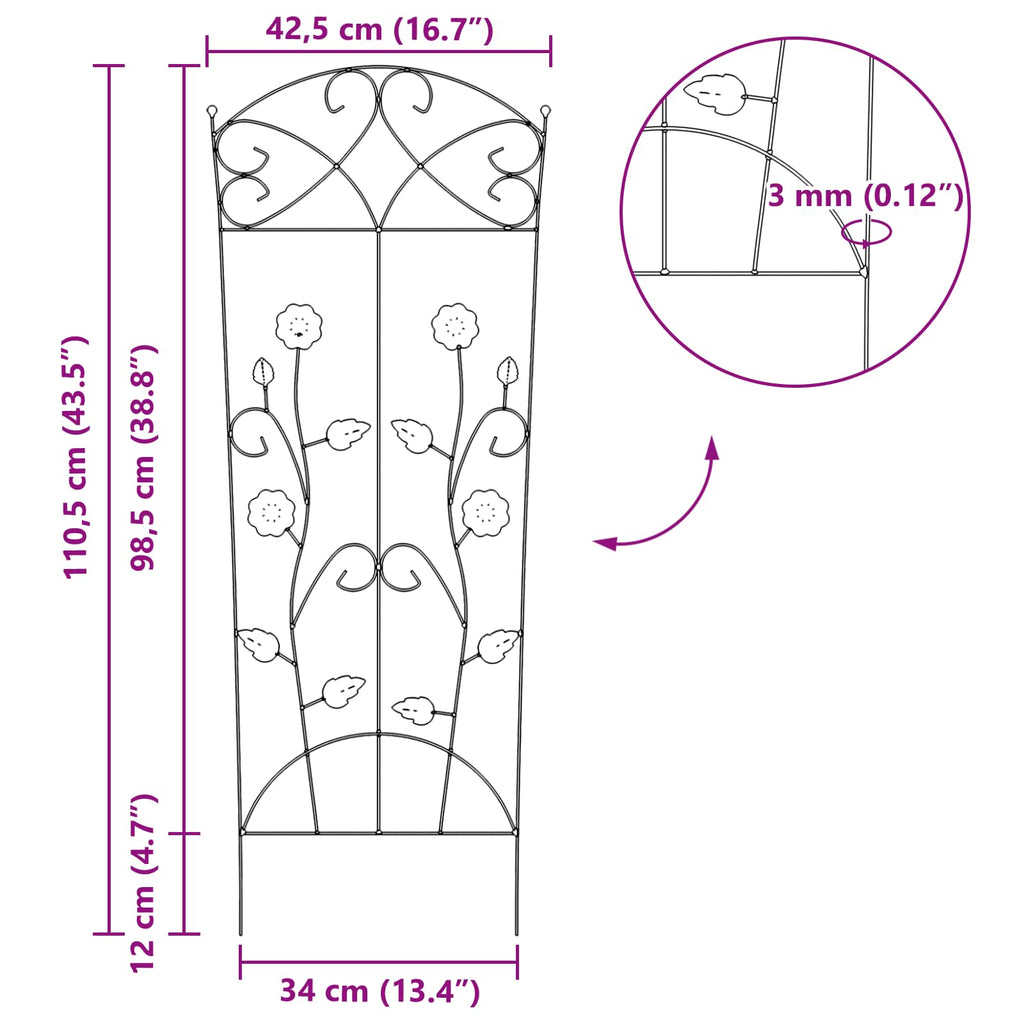 Recinzione per Giardino 3 pcs Verde 110,5 x 42,5 cm Acciaio