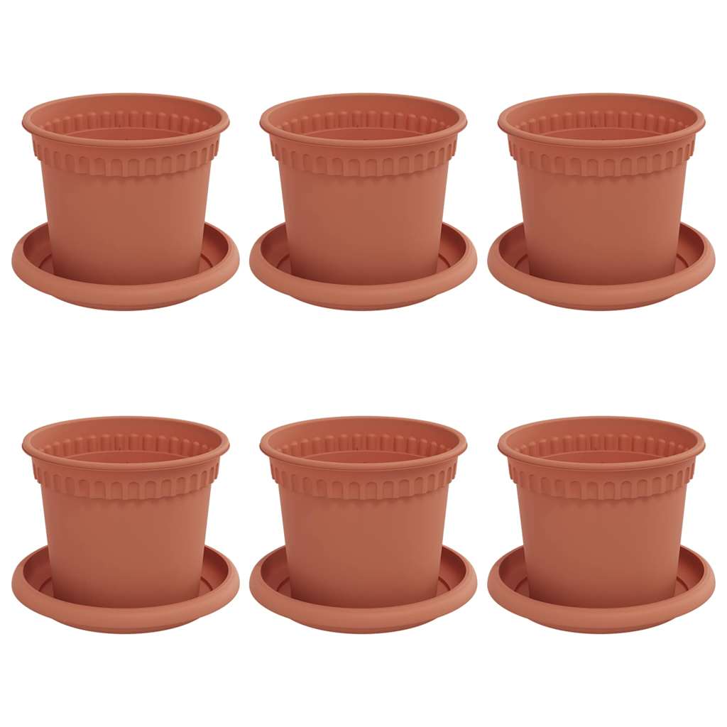 Vasi per Piante 6 pcs Rosso Mattone Ø 12,5 x 10 cm Plastica
