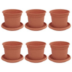 Vasi per Piante 6 pcs Rosso Mattone Ø 12,5 x 10 cm Plastica