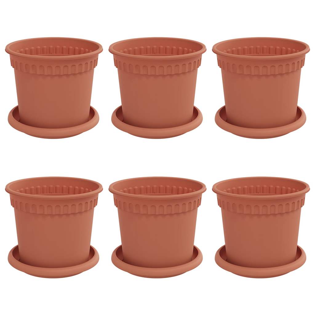 Vasi per Piante 6 pcs Rosso Mattone Ø 15 x 12 cm Plastica
