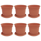 Vasi per Piante 6 pcs Rosso Mattone Ø 15 x 12 cm Plastica