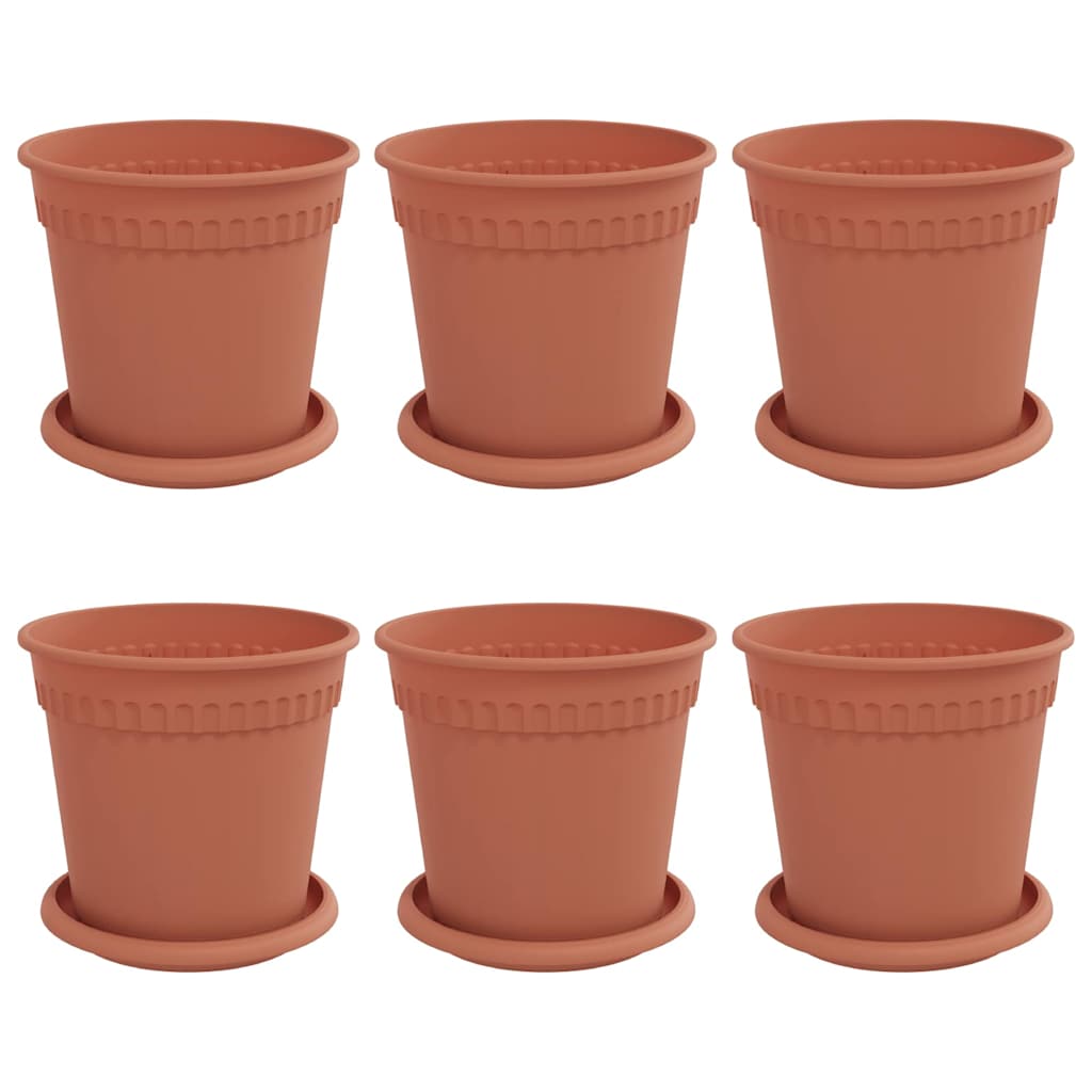 Vasi per Piante 6 pcs Rosso Mattone Ø 17 x 14 cm Plastica