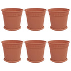 Vasi per Piante 6 pcs Rosso Mattone Ø 19 x 16 cm Plastica