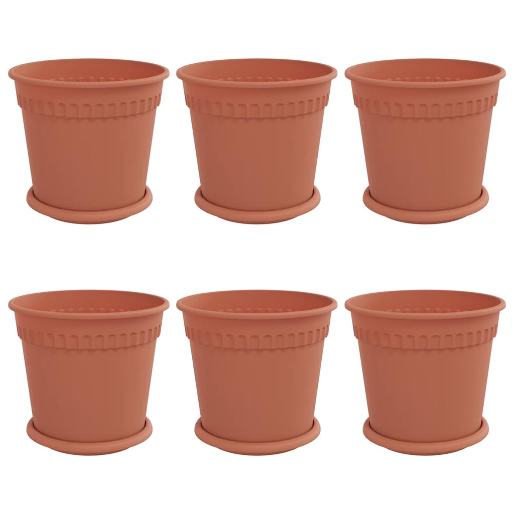 Vasi per Piante 6 pcs Rosso Mattone Ø 19 x 16 cm Plastica