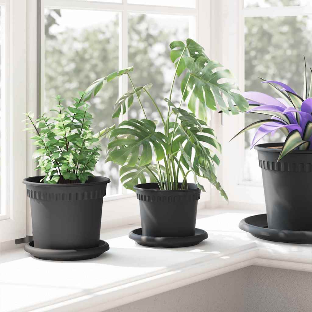 Vasi per Piante 6 pcs Nero Ø 12,5 x 10 cm Plastica