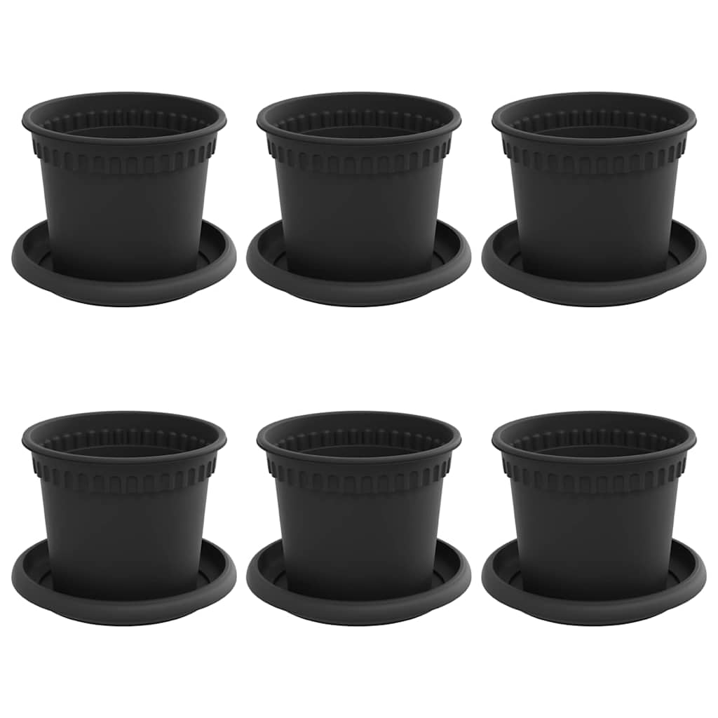 Vasi per Piante 6 pcs Nero Ø 12,5 x 10 cm Plastica