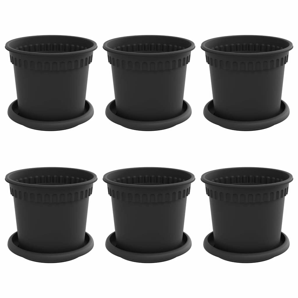Vasi per Piante 6 pcs Nero Ø 15 x 12 cm Plastica