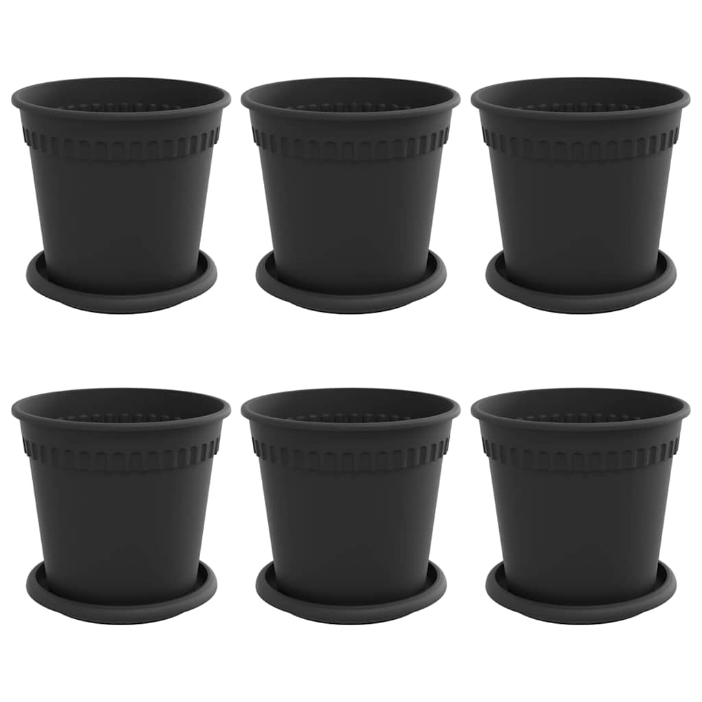 Vasi per Piante 6 pcs Nero Ø 17 x 14 cm Plastica