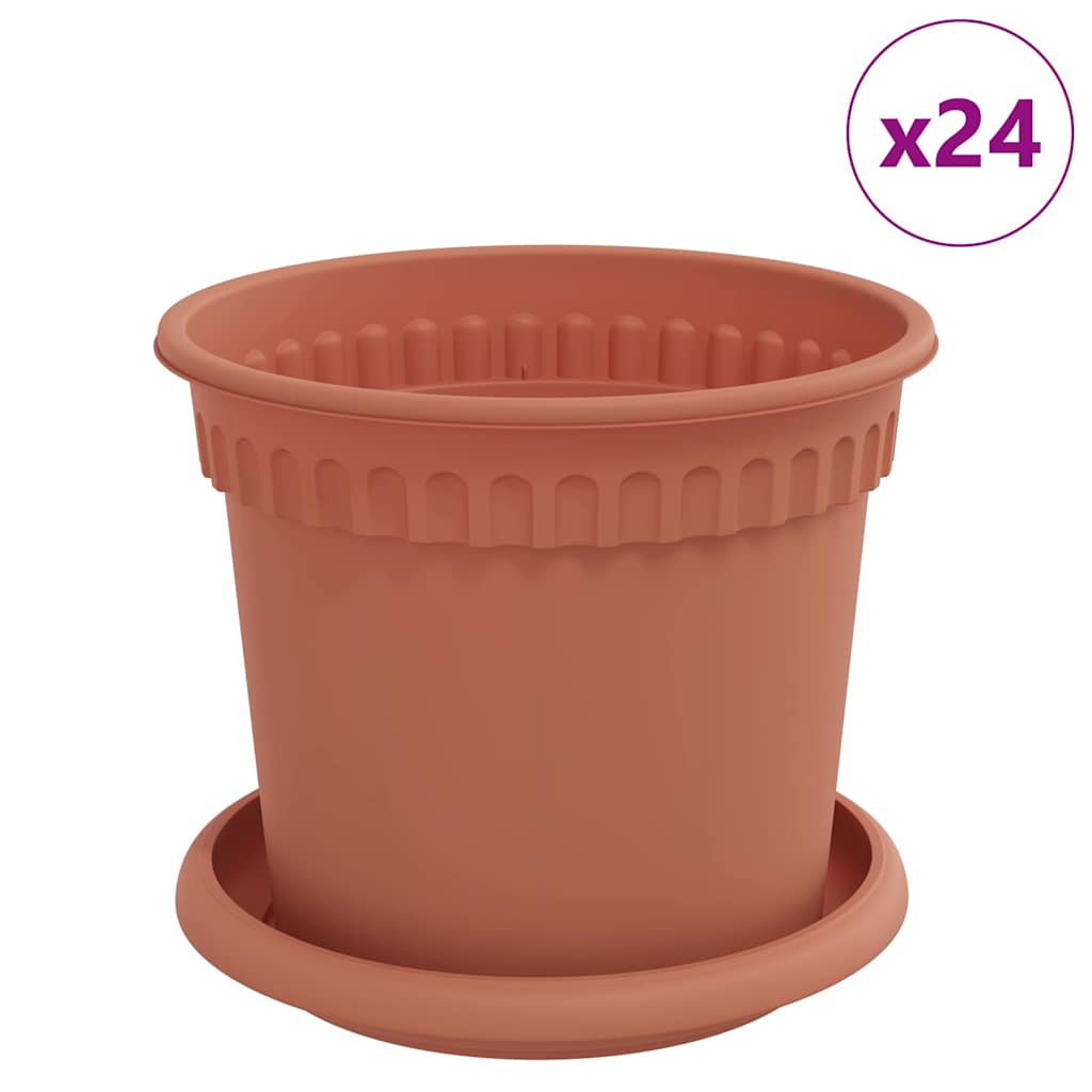 Vasi per Piante 24 pcs Rosso Mattone Ø 15 x 12 cm Plastica