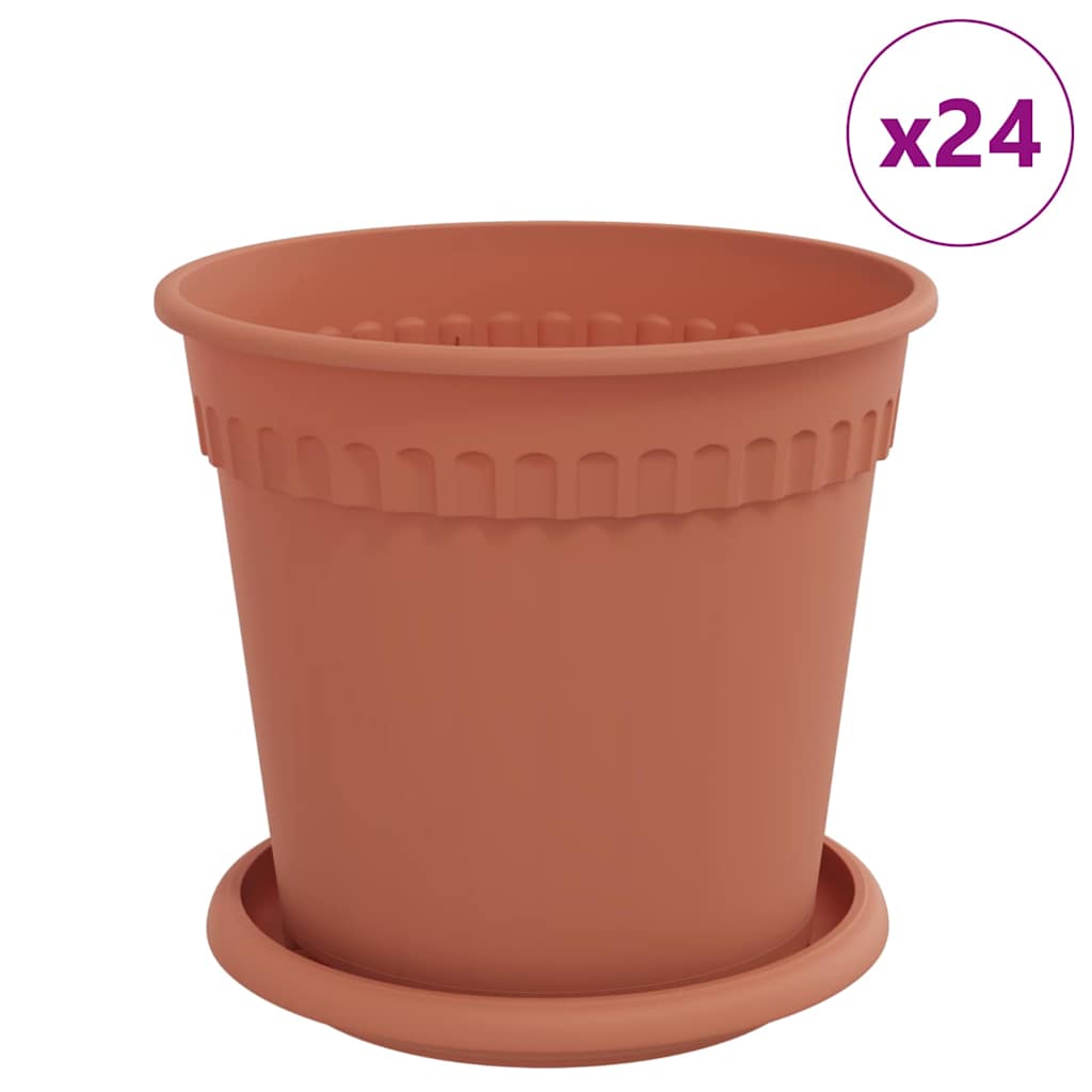 Vasi per Piante 24 pcs Rosso Mattone Ø 17 x 14 cm Plastica