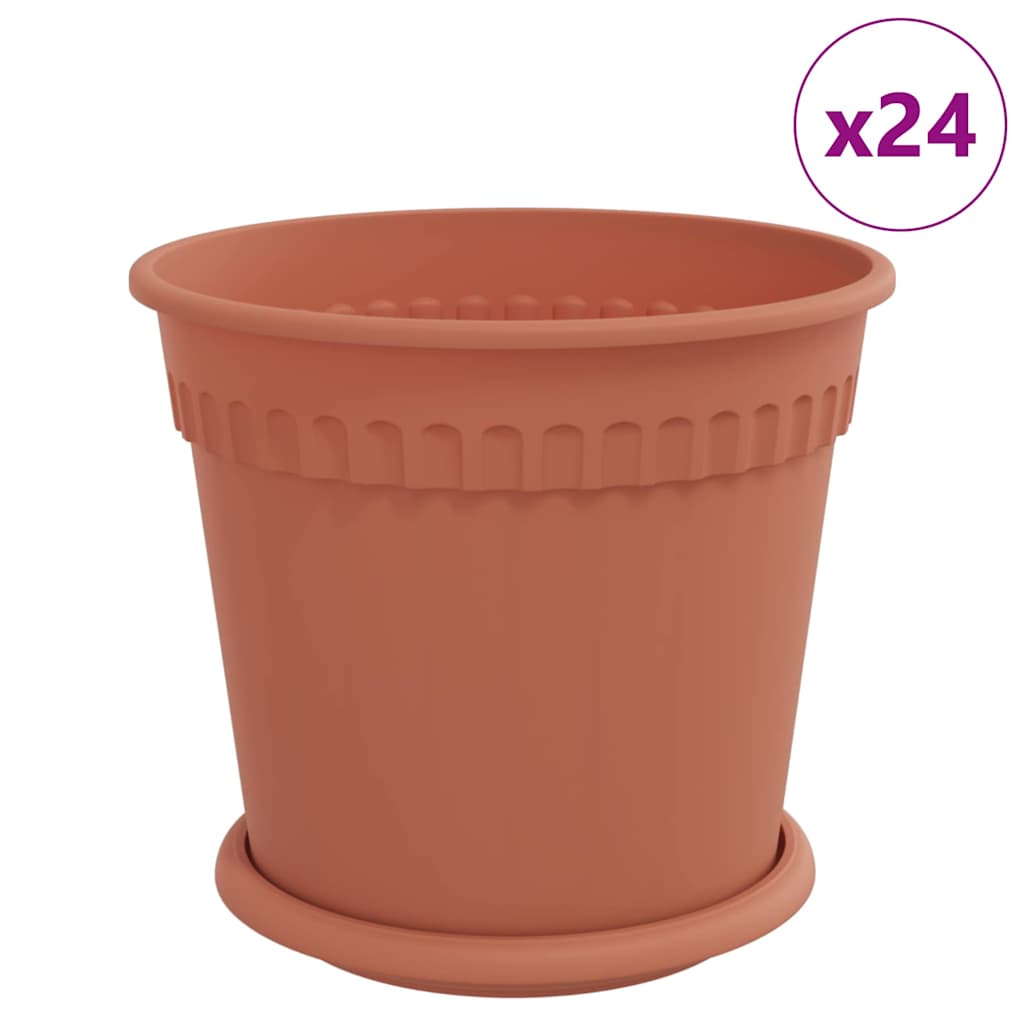 Vasi per Piante 24 pcs Rosso Mattone Ø 19 x 16 cm Plastica