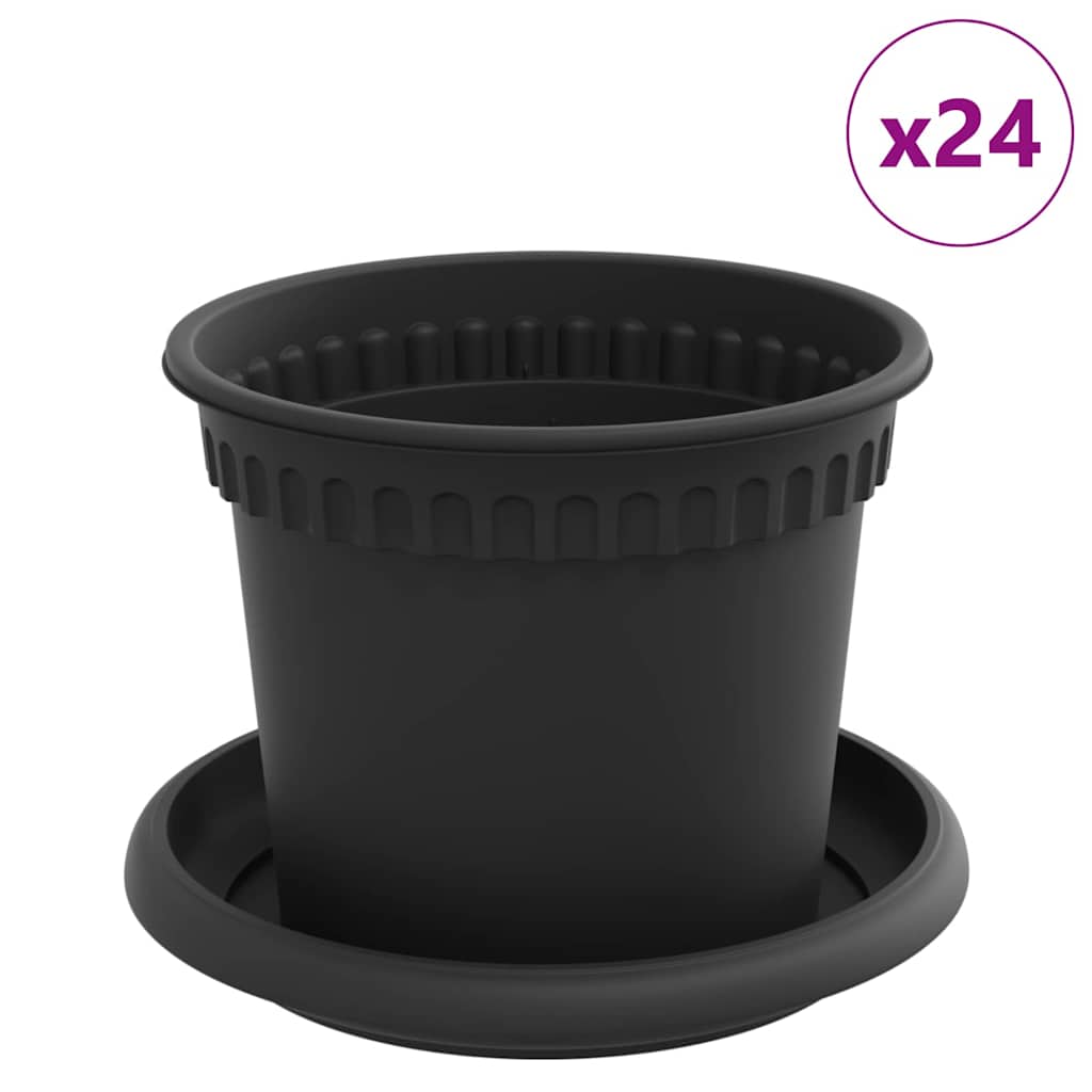 Vasi per Piante 24 pcs Nero Ø 12,5 x 10 cm Plastica