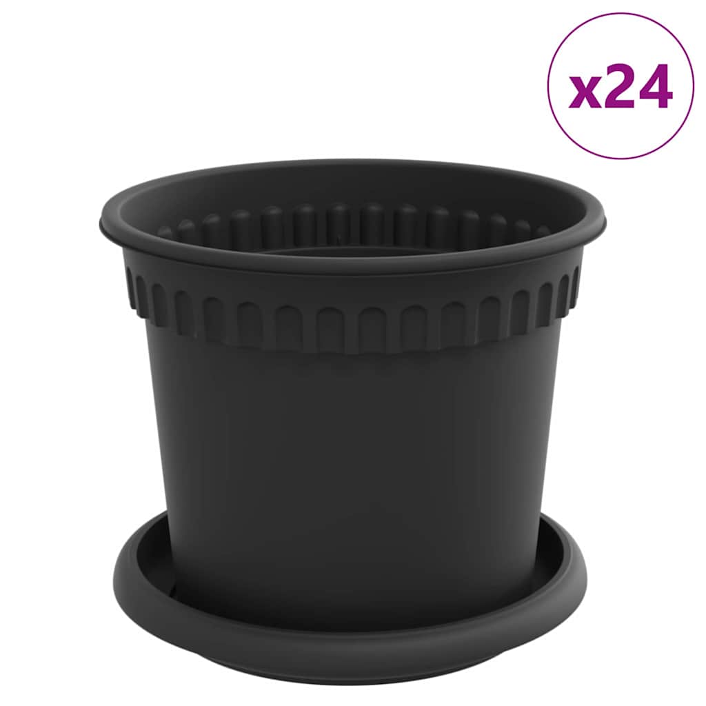 Vasi per Piante 24 pcs Nero Ø 15 x 12 cm Plastica