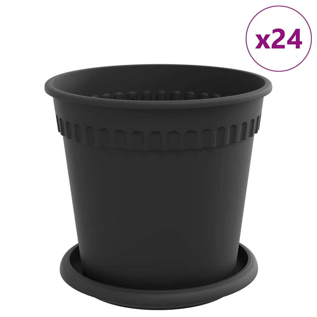 Vasi per Piante 24 pcs Nero Ø 17 x 14 cm Plastica