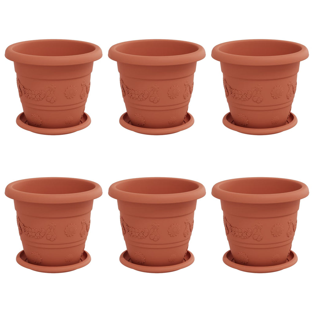Vasi per Piante 6 pcs Rosso Mattone Ø 22 x 18 cm Plastica