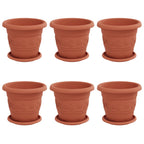 Vasi per Piante 6 pcs Rosso Mattone Ø 22 x 18 cm Plastica