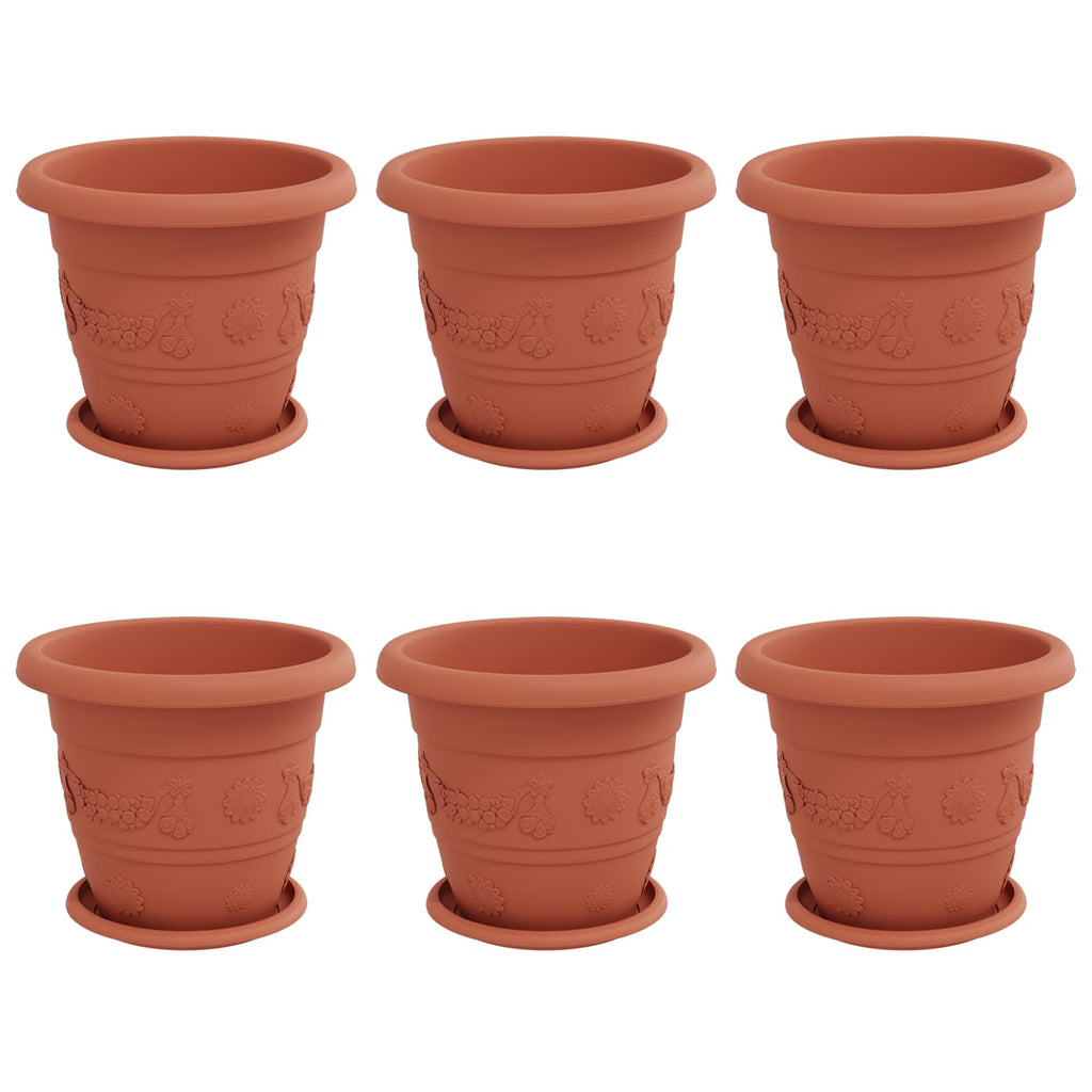 Vasi per Piante 6 pcs Rosso Mattone Ø 26 x 21.5 cm Plastica