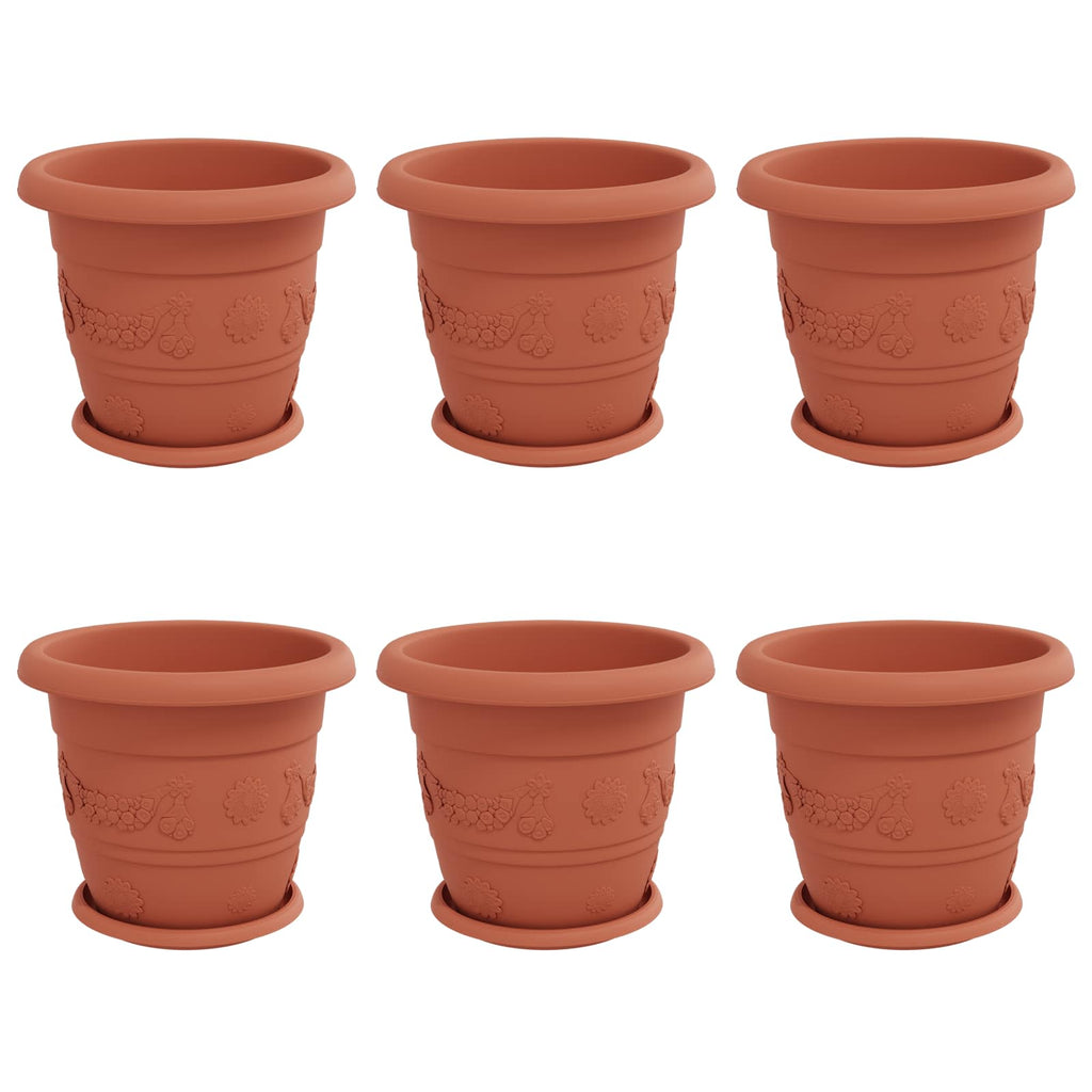 Vasi per Piante 6 pcs Rosso Mattone Ø 30 x 25 cm Plastica