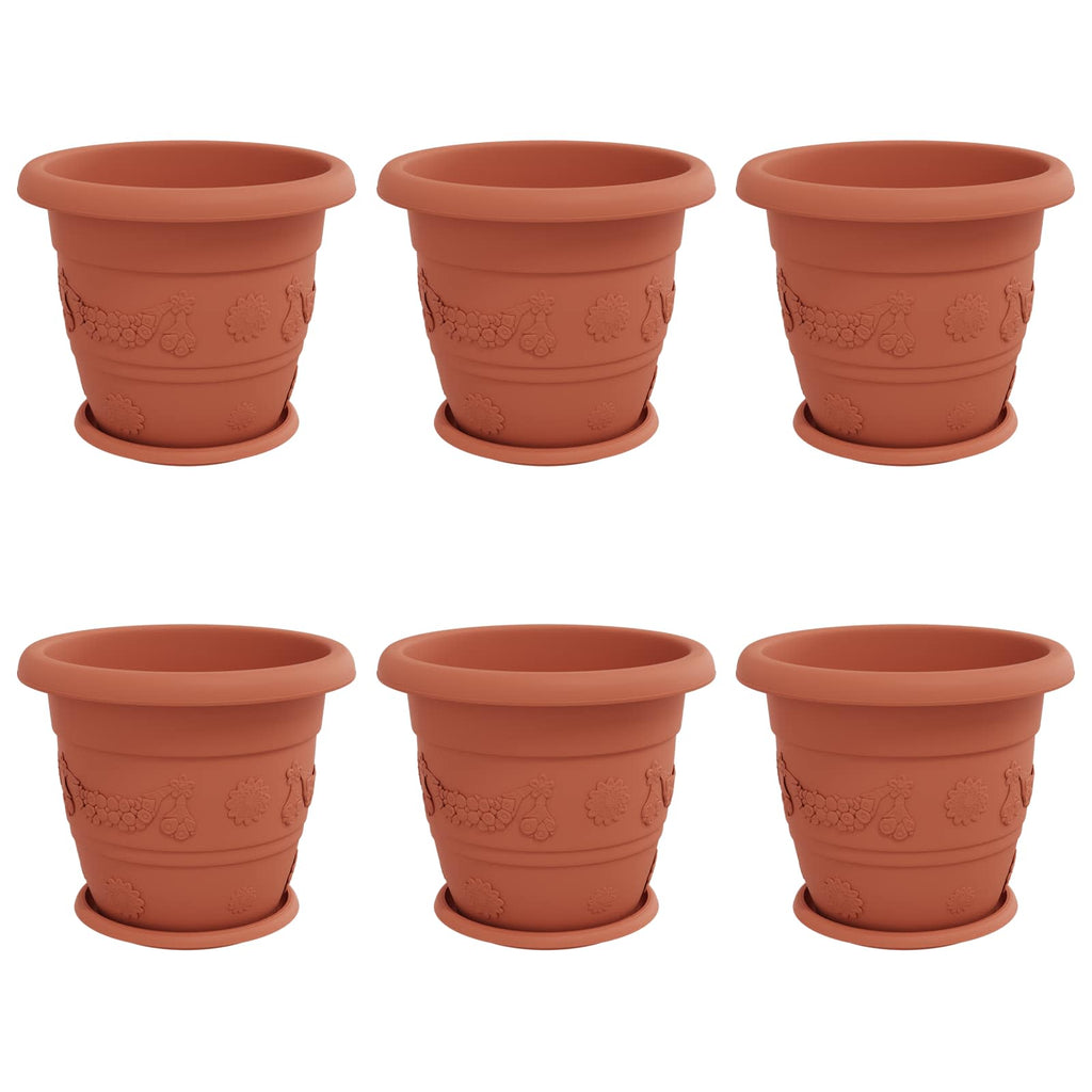 Vasi per Piante 6 pcs Rosso Mattone Ø 34 x 28 cm Plastica
