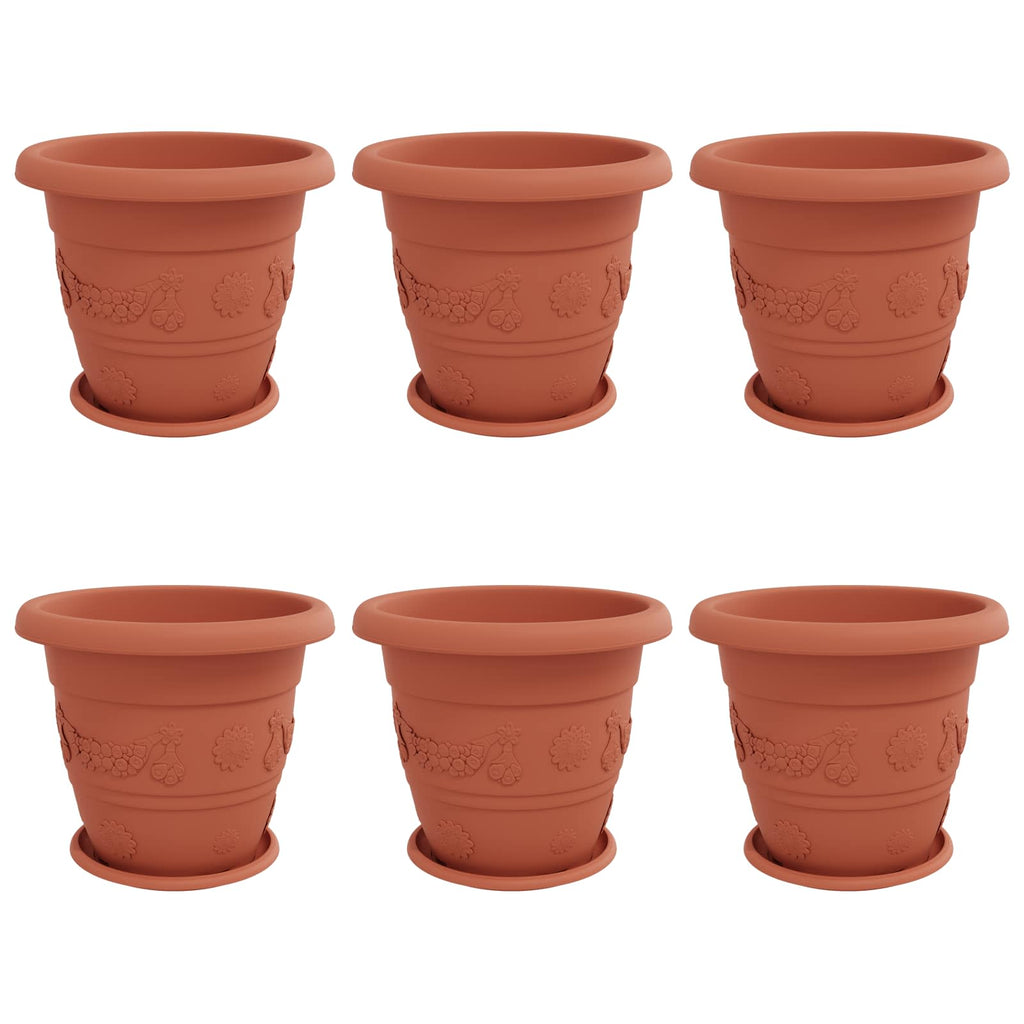 Vasi per Piante 6 pcs Rosso Mattone Ø 39 x 32 cm Plastica