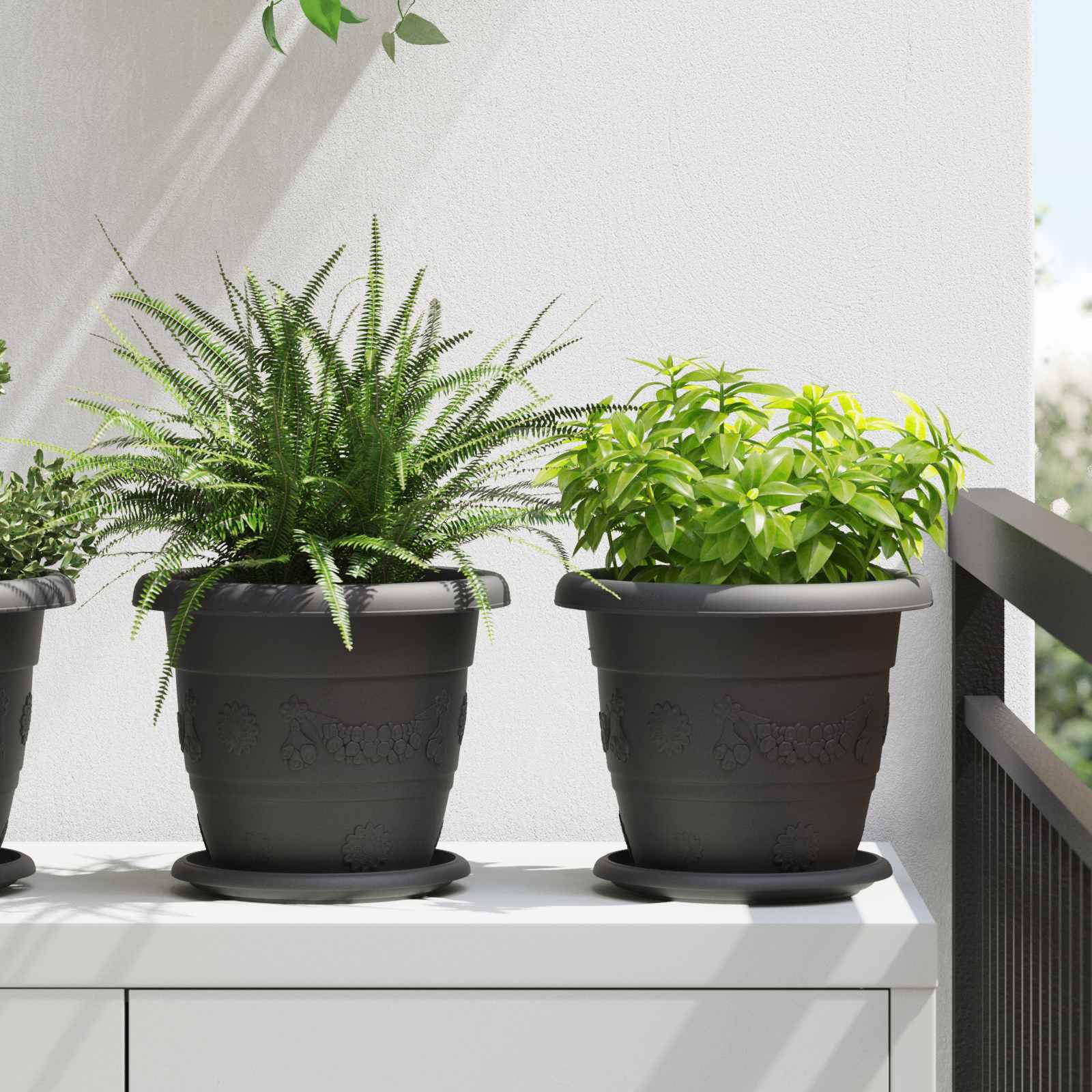 Vasi per Piante 6 pcs Nero Ø 22 x 18 cm Plastica