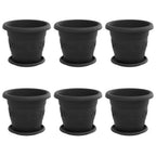 Vasi per Piante 6 pcs Nero Ø 22 x 18 cm Plastica