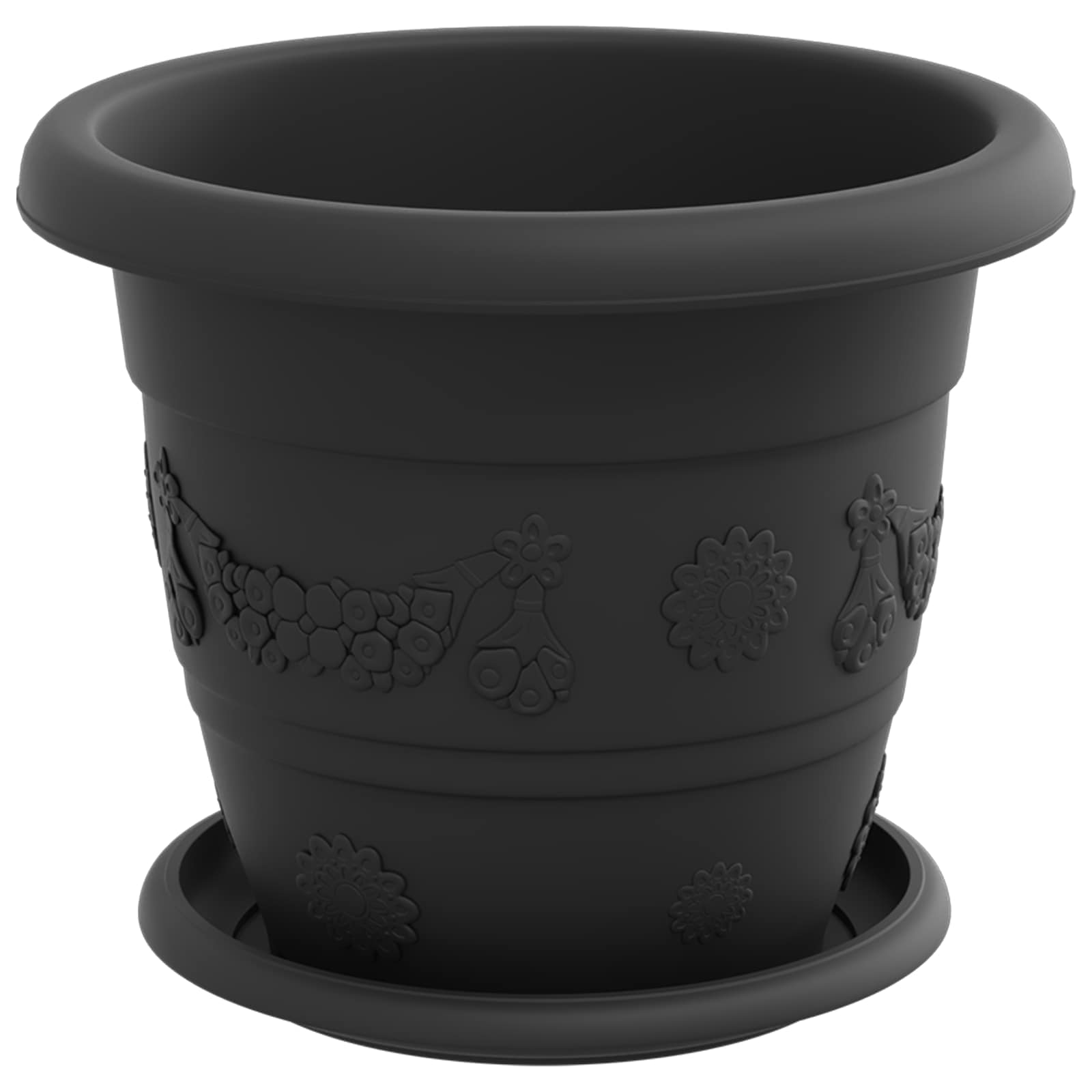 Vasi per Piante 6 pcs Nero Ø 22 x 18 cm Plastica
