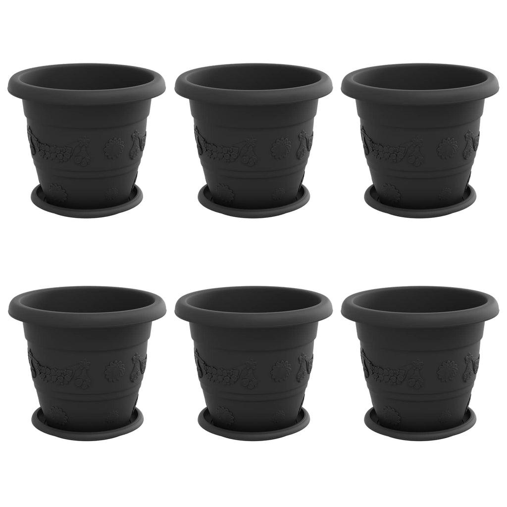 Vasi per Piante 6 pcs Nero Ø 26 x 21.5 cm Plastica