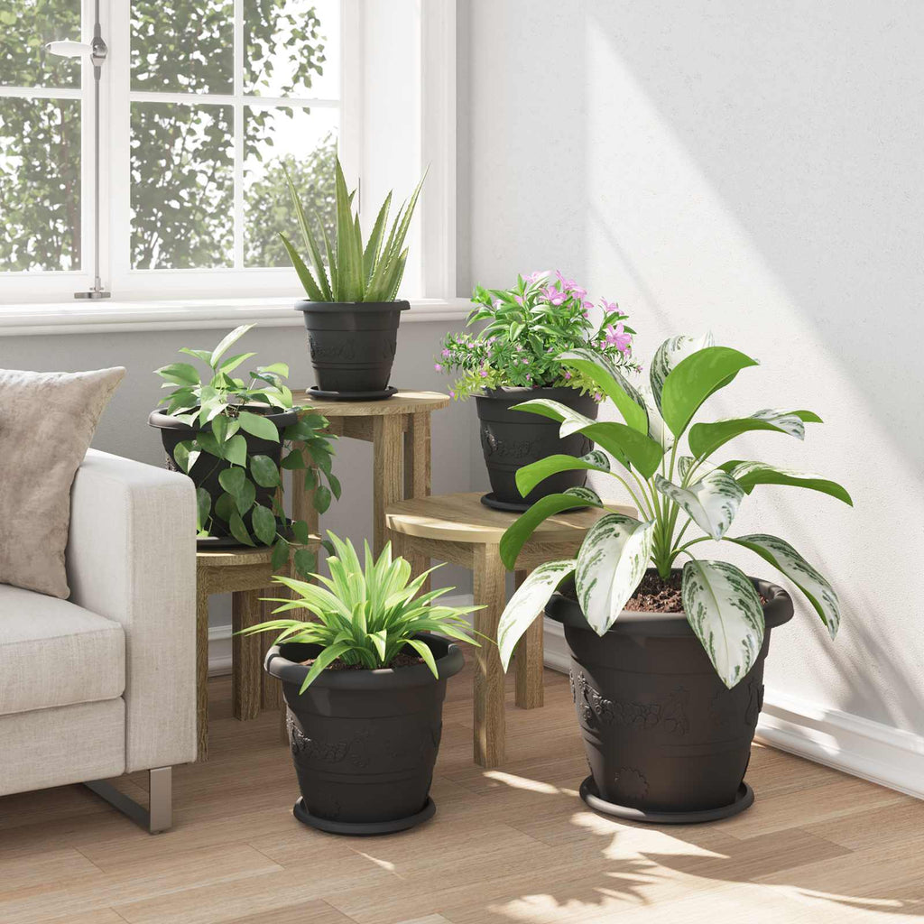 Vasi per Piante 6 pcs Nero Ø 30 x 25 cm Plastica