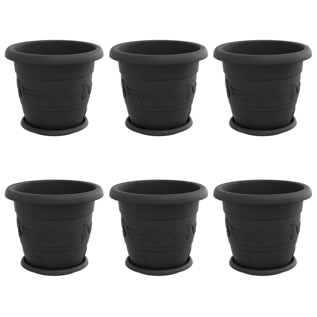 Vasi per Piante 6 pcs Nero Ø 30 x 25 cm Plastica